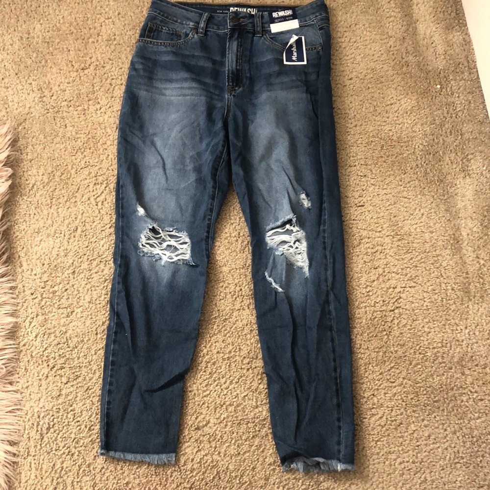 Dark blue ripped jeans
